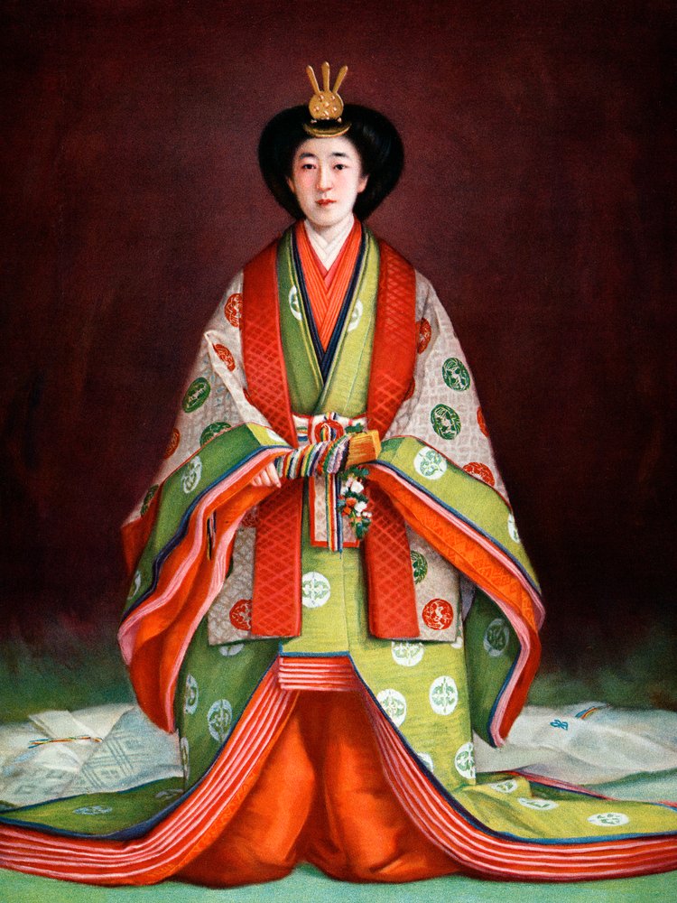 Emperatriz Nagako de Japón en sus vestimentas de coronación, c. 1924 de Unbekannt