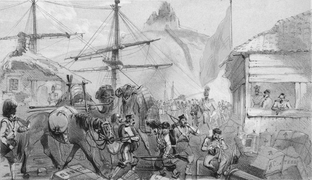 Puerto de Balaklava. El lugar de desembarco, c. 1850s