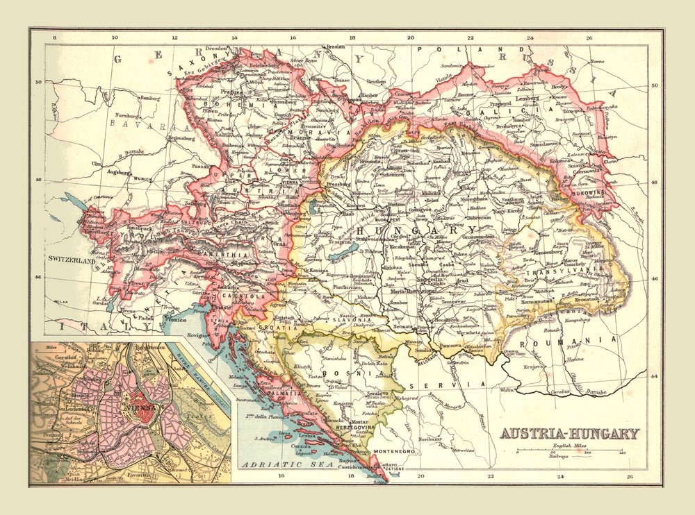 Mapa de Austria-Hungría, 1902 de Unbekannt