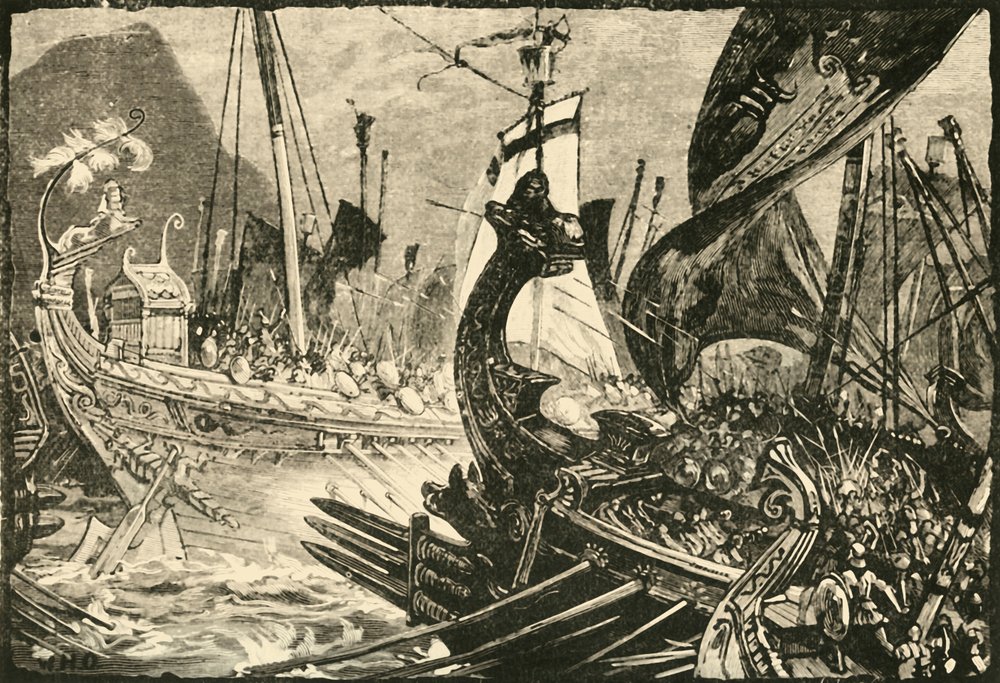 Batalla naval entre Ptolomeo y Demetrio Poliorcetes frente a Salamina, 1890 de Unbekannt