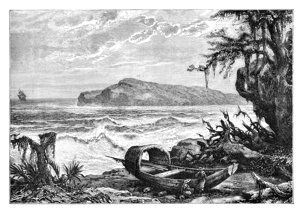 Isla Tortuga, vista tomada en la desembocadura de los Tres Ríos, c1890 de Unbekannt