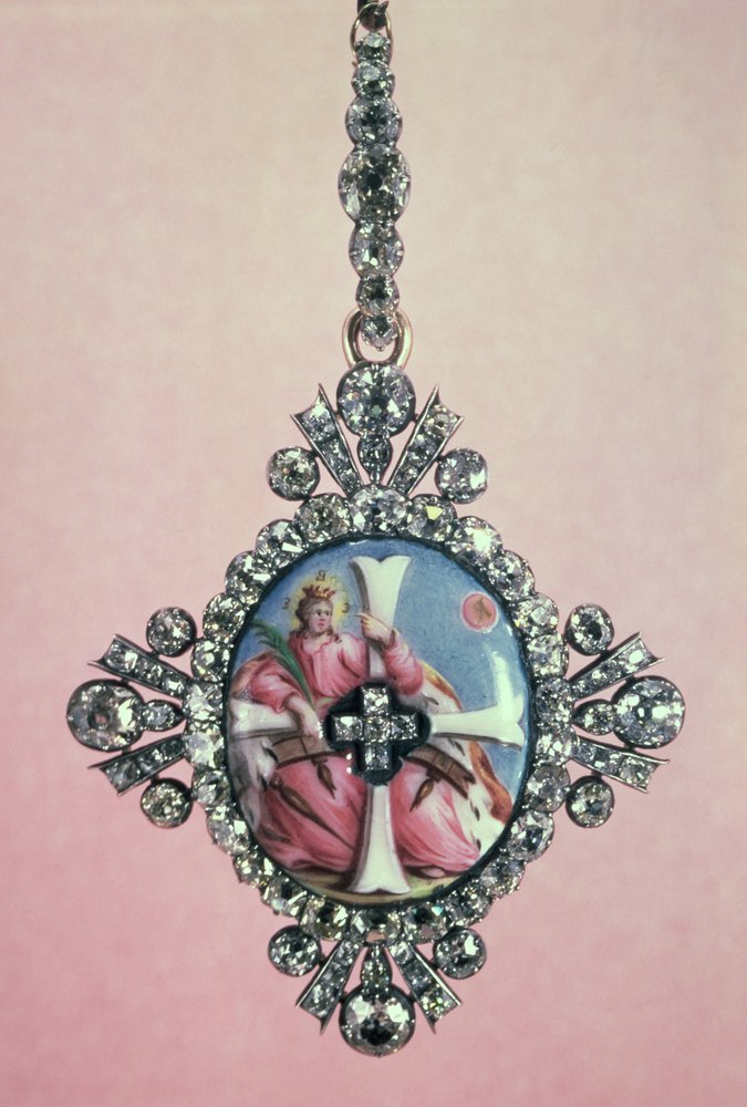 Insignia de la Orden de Santa Catalina, plata con diamantes de talla brillante y miniatura de esmalte, 1770-80 de Unbekannt Unbekannt