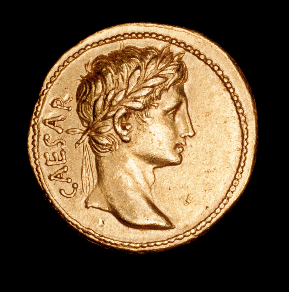 Rara moneda romana antigua, áureo, César Augusto hacia 27 a. C. de Unbekannter Künstler