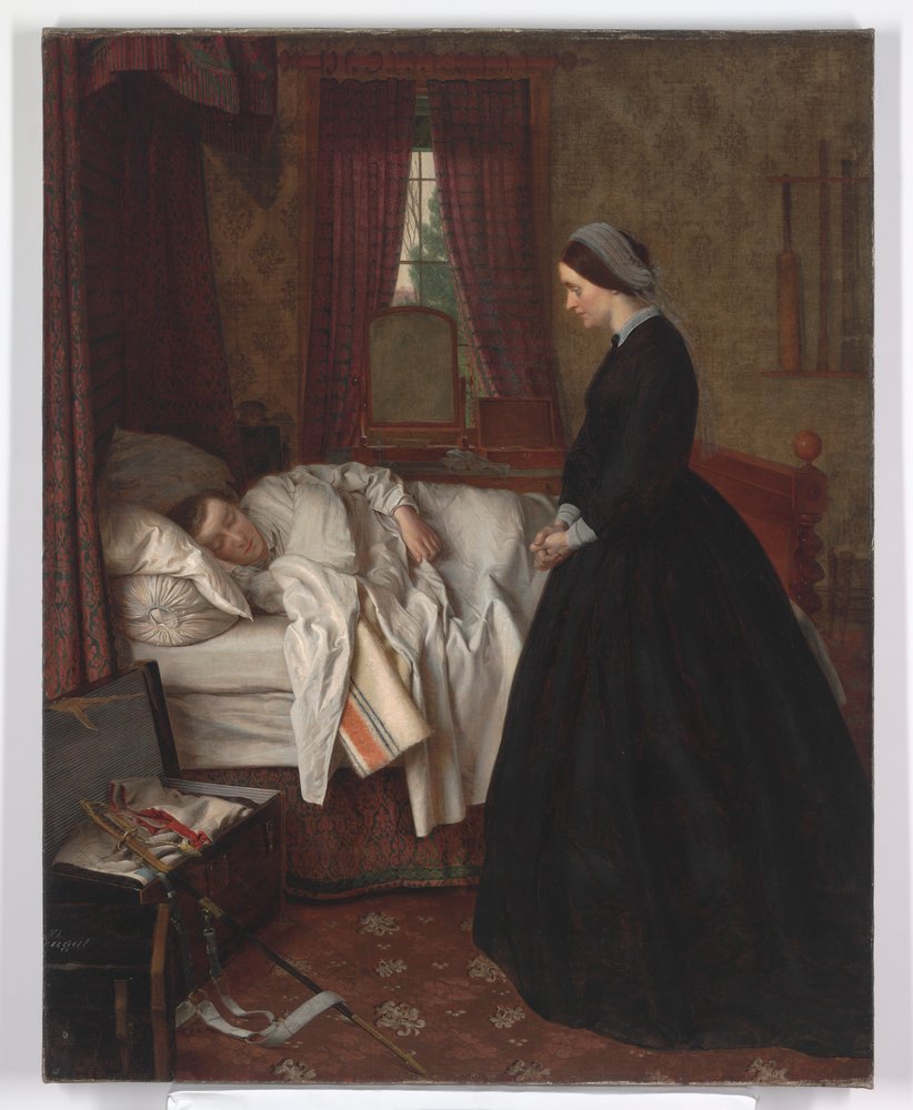 Interior doméstico con un soldado durmiendo, 1860s de Unbekannt Unbekannt