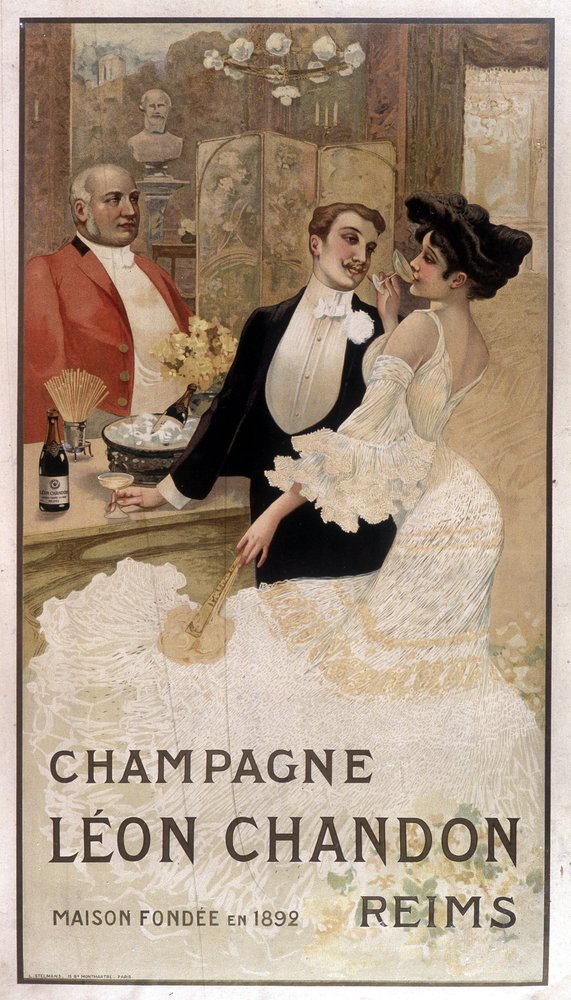 Cartel publicitario para el champán Léon Chandon, finales del siglo XIX