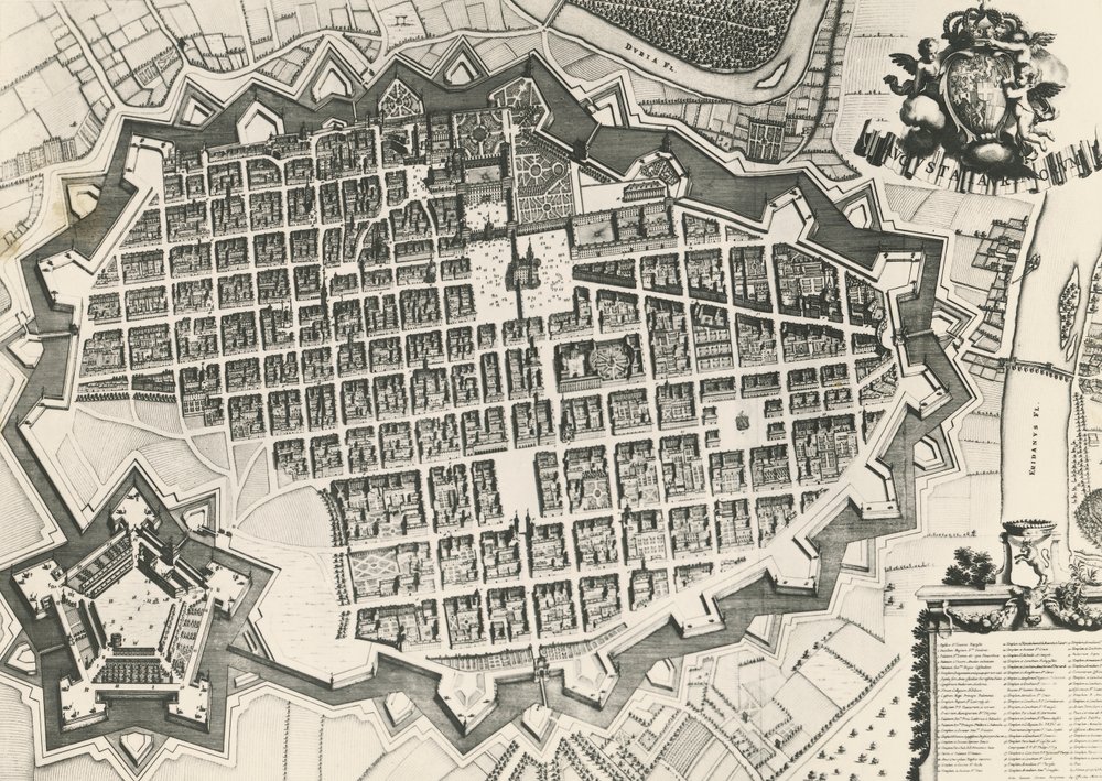 Mapa de la ciudad de Turín con su ciudadela de Unknown artist