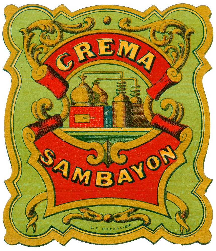 Anuncio de alcohol Crema Sambayón (Cromolitografía, finales del siglo XIX) de Unknown artist