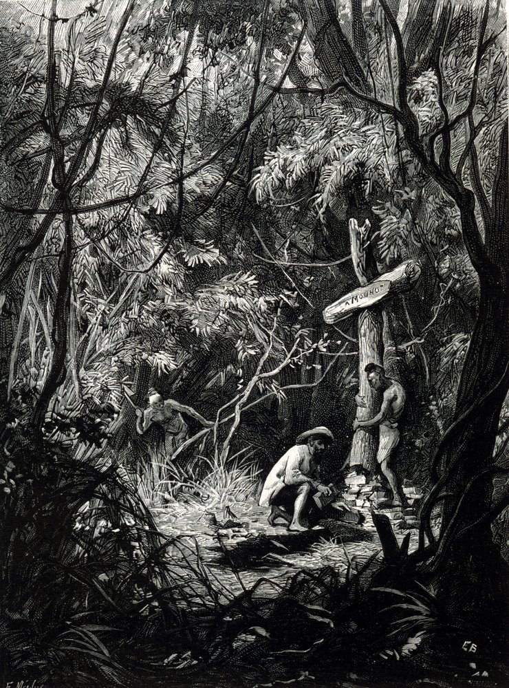 La tumba del explorador Henri Mouhot en Indochina. de Unknown artist