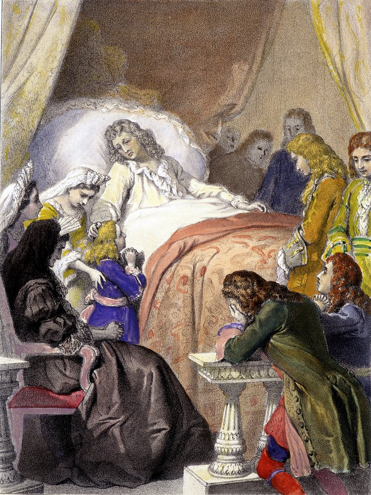 Muerte de Luis XIV (1638-1715), rey de Francia, el 1 de septiembre de 1715 en Versalles y el futuro Luis XV (1710-1774). de Unknown artist