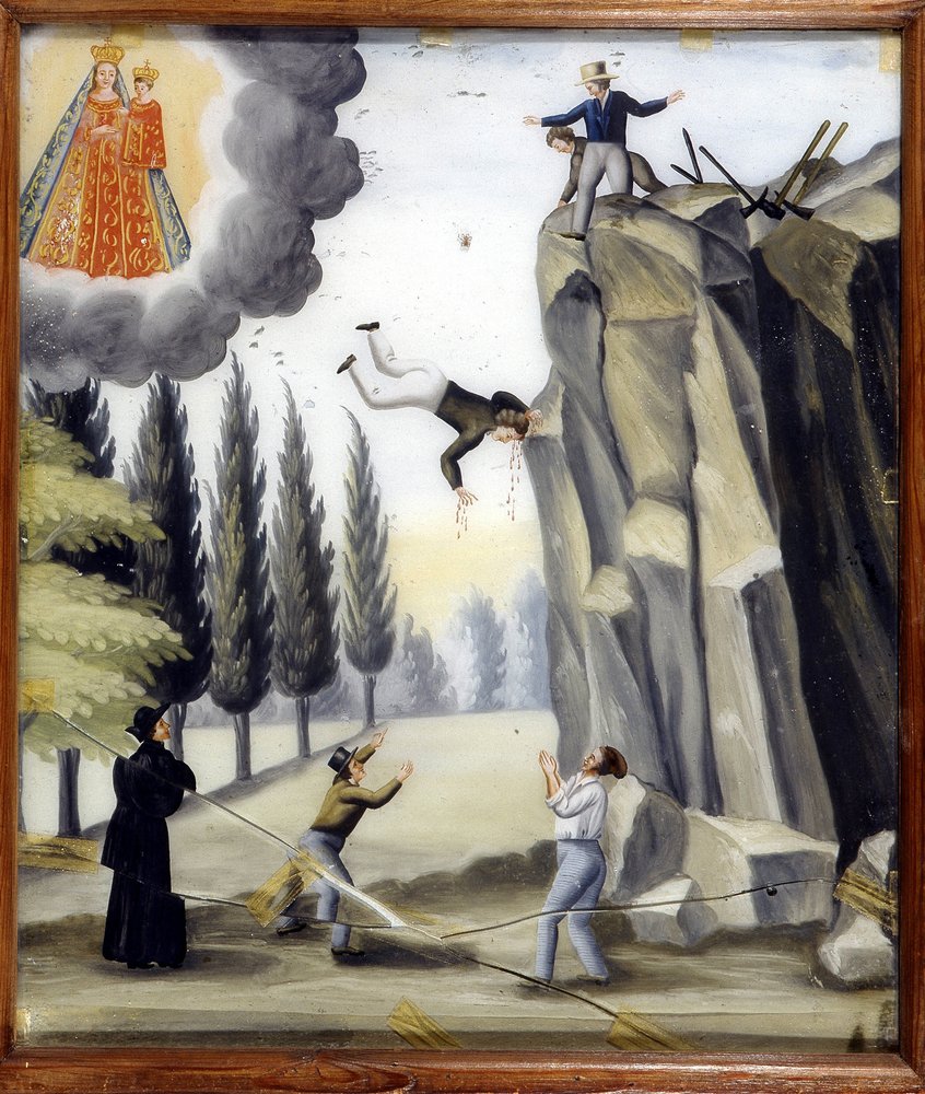 Caída de una roca - exvoto de Notre Dame de Laghet de Unknown artist