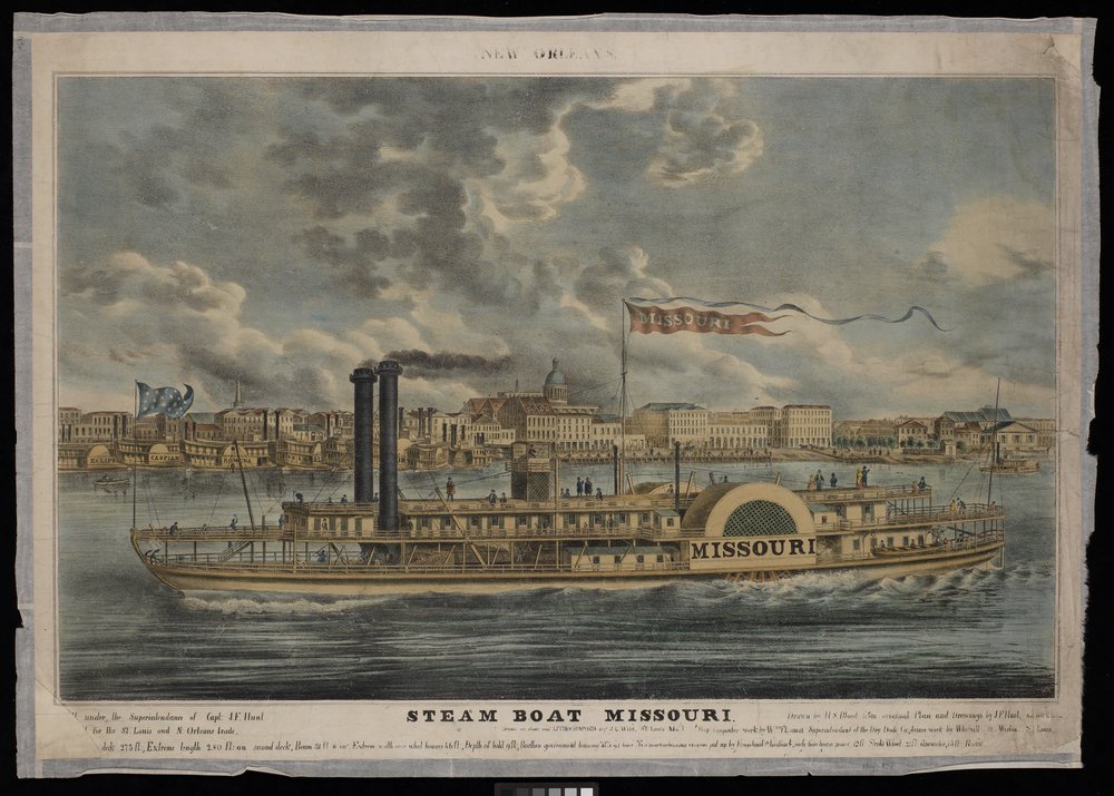 Nueva Orleans Steam Boat Missouri (litografía, coloreada) de Unknown artist