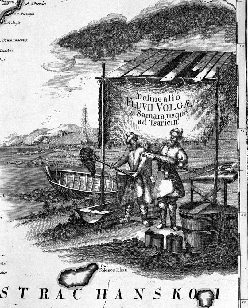 Pesca de esturión en el Volga en el siglo XVIII de Unknown artist