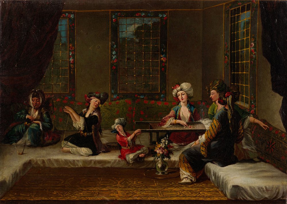 Mujeres bordando, 1730s de Vanmour