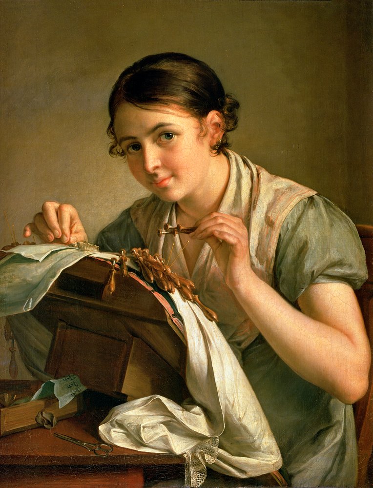 La encajera, 1823 de Vasili Andreevich Tropinin