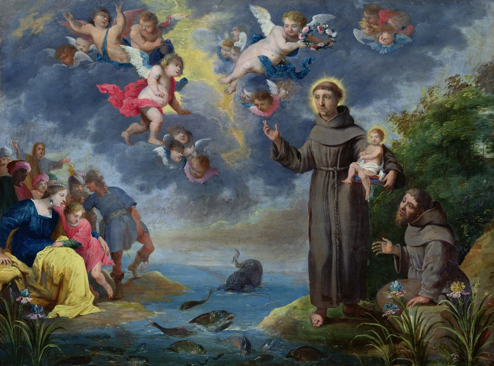 San Antonio de Padua predicando a los peces de Victor Wolfvoet