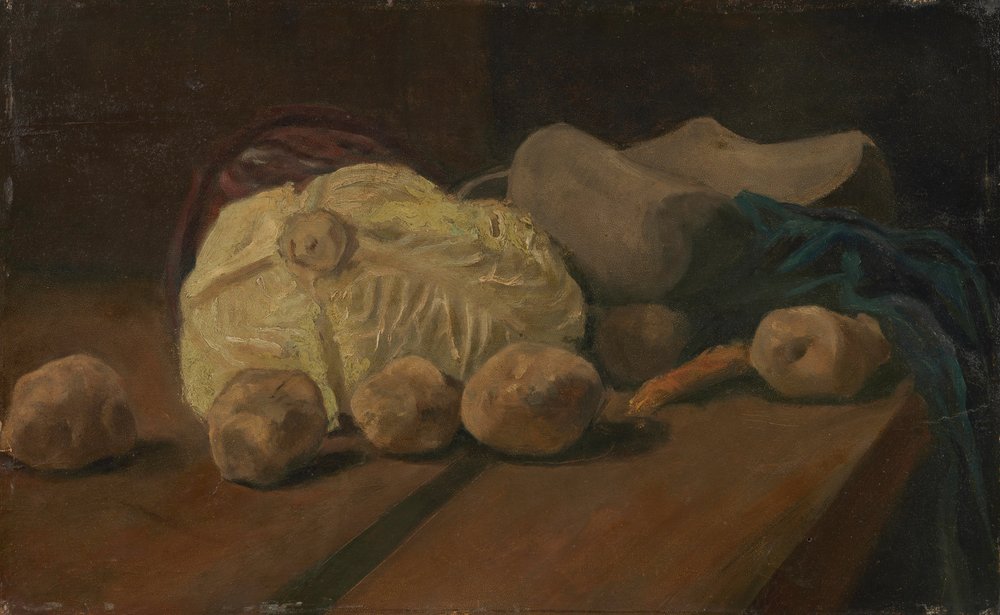 Bodegón con col y zuecos de Vincent van Gogh