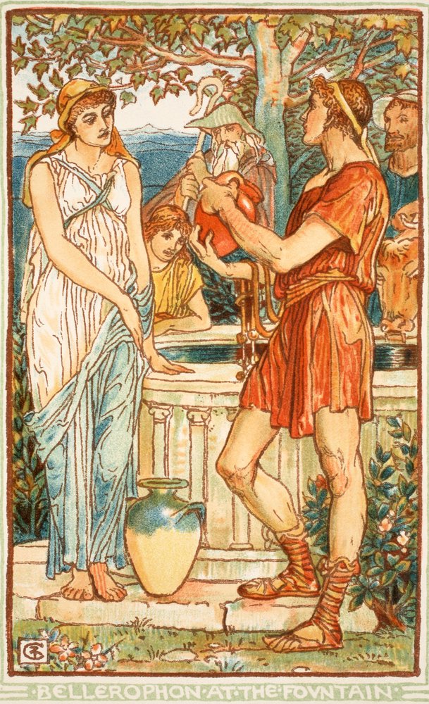 Belerofonte en la fuente, ilustración de 
