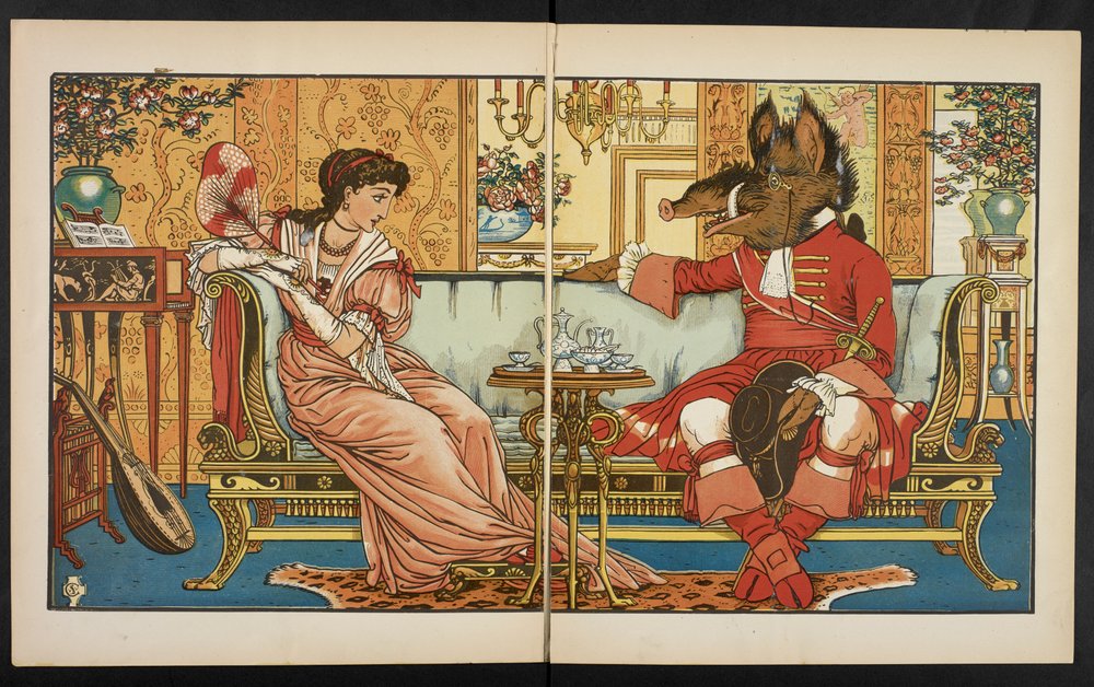 Ilustración para La Bella y la Bestia. de Walter Crane