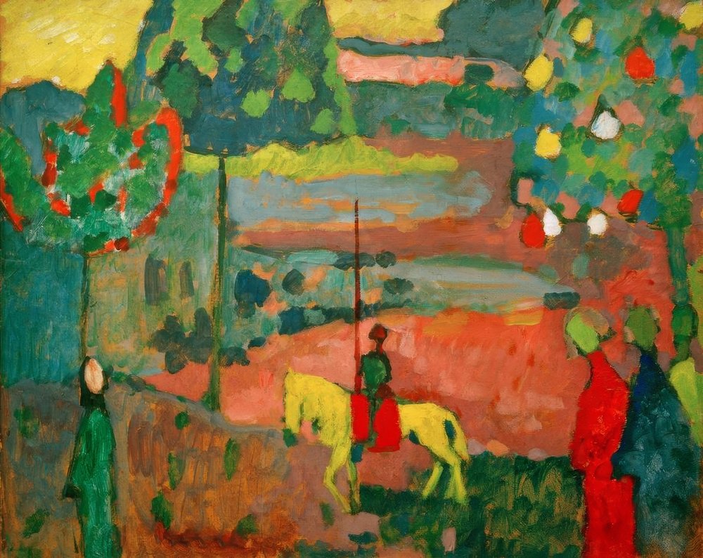 Jinete con lanza en paisaje de Wassily Kandinsky