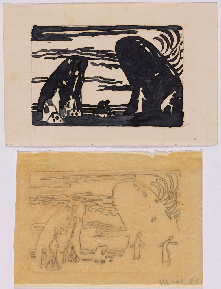 Entwurf und Pause zu dem Holzschnitt Klänge, S. 65 de Wassily Kandinsky