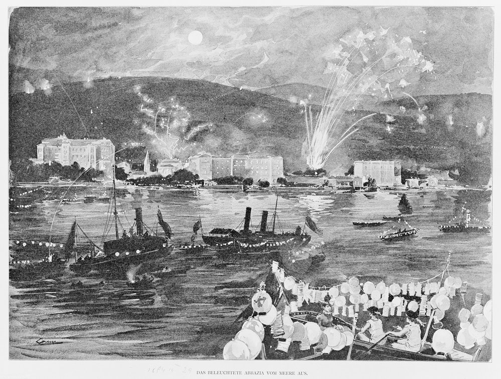 El emperador Francisco José I y el emperador Guillermo II en Opatija de Wilhelm Gause