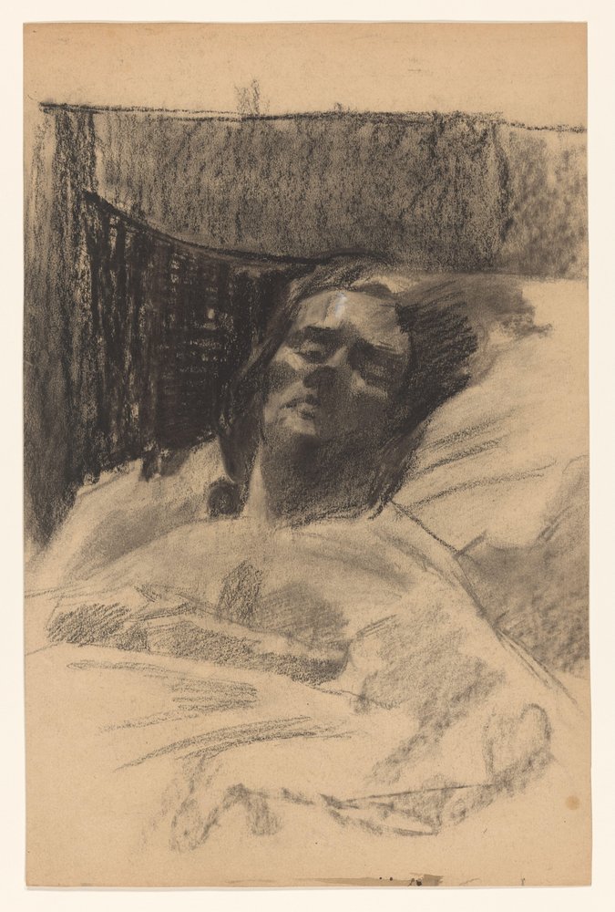 Esposa de Wilhelmus Johannes Steenhoff, en la cama de Wilhelmus Johannes Steenhoff