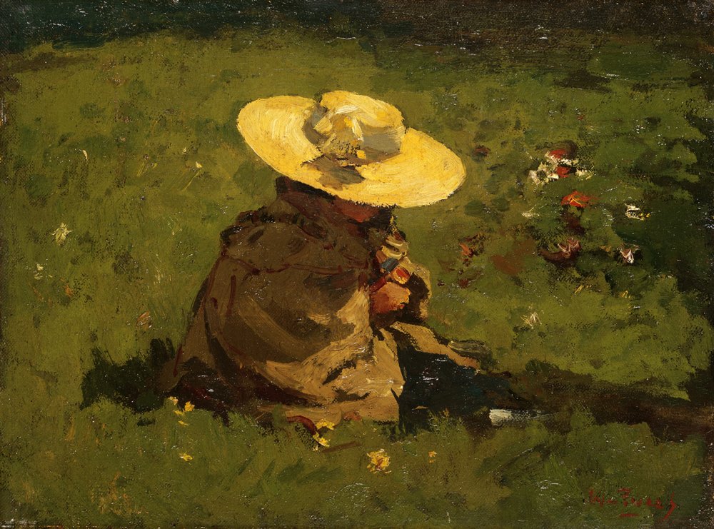 Niña en la hierba, c.1895 de Willem de Zwart