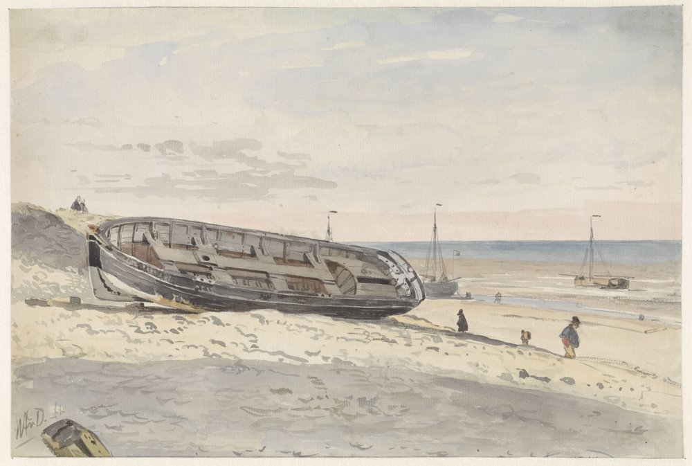 Barcazas en la playa de Willem Anthonie van Deventer