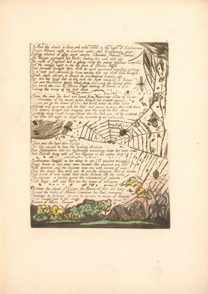 Europa. Una Profecía, Lámina 14, Y las nubes y fuegos . . . .  (Bentley 15) de William Blake
