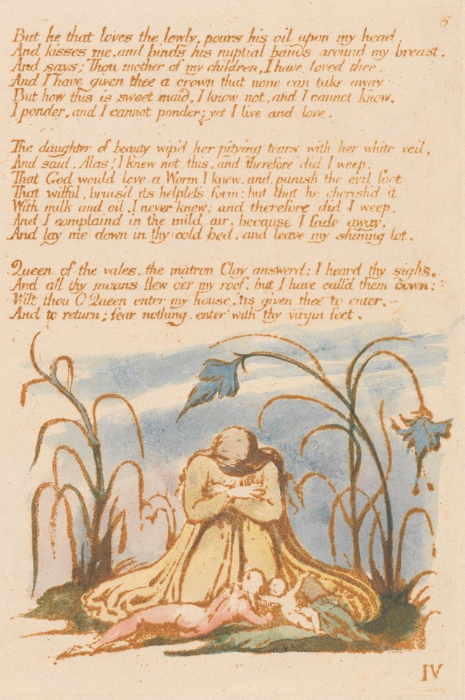 El Libro de Thel, Lámina 7, "Pero el que ama a los humildes . . ." de William Blake