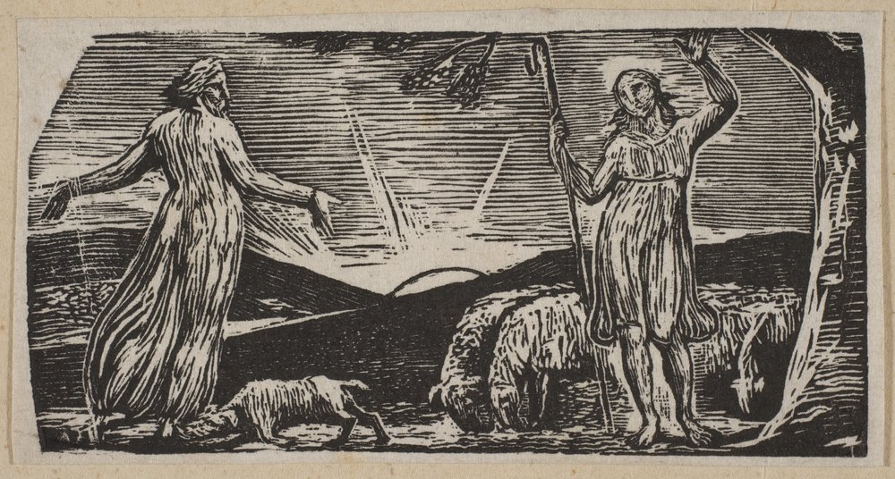 Thenot reprende a Colinet, de Pastorales de Virgilio de Thornton, 1821 de William Blake