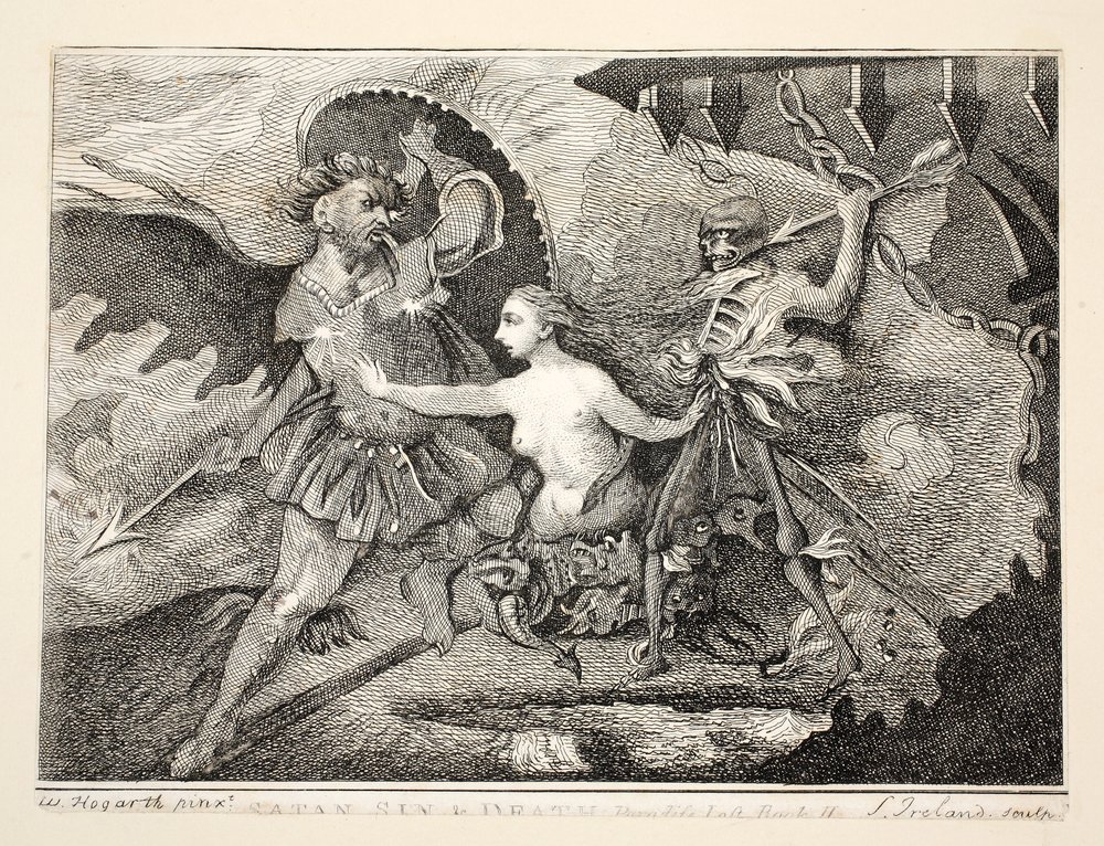 Satanás, Pecado y Muerte, pub. 1792 de William Hogarth