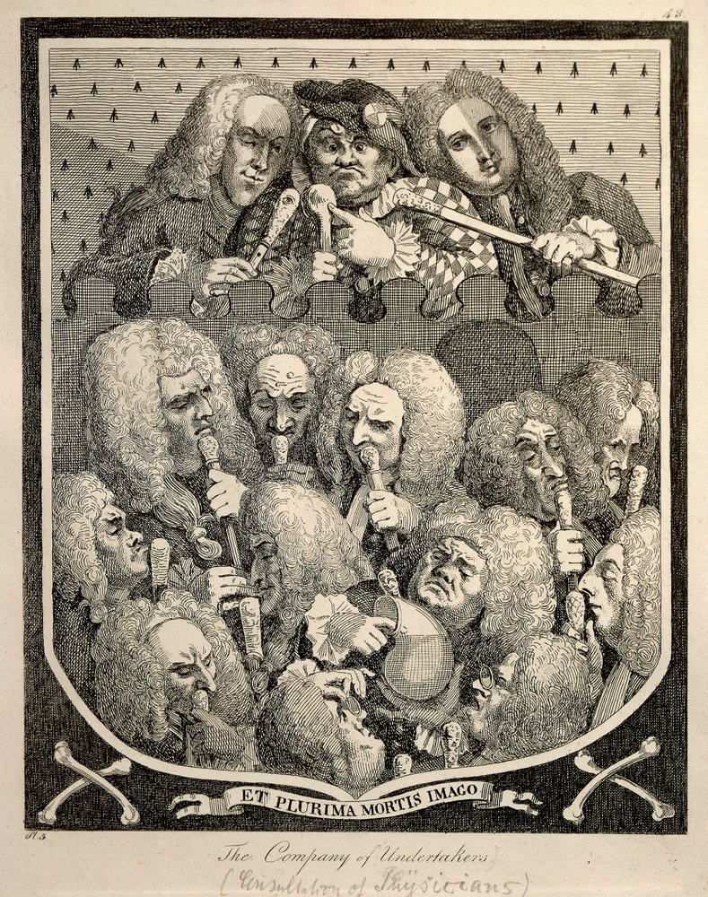 La Compañía de los Sepultureros, caricatura grabada por William Hogarth de William Hogarth
