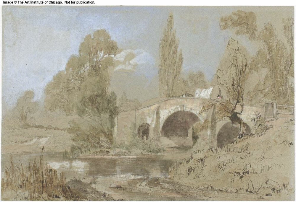 Caravana gitana en el puente de William James Muller