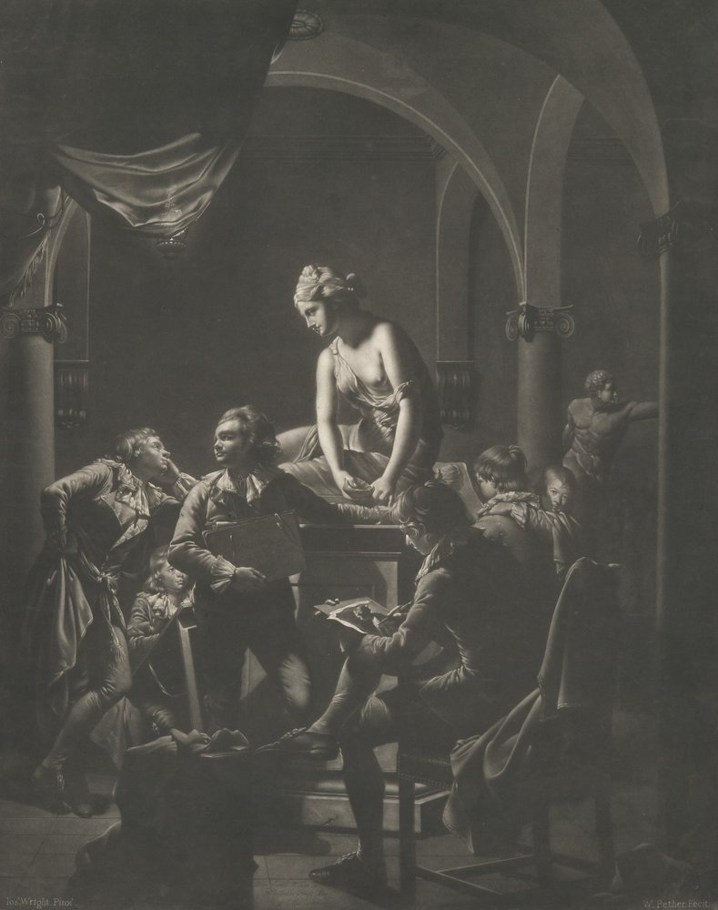 Una academia a la luz de la lámpara, 20 de febrero de 1772 de William Pether