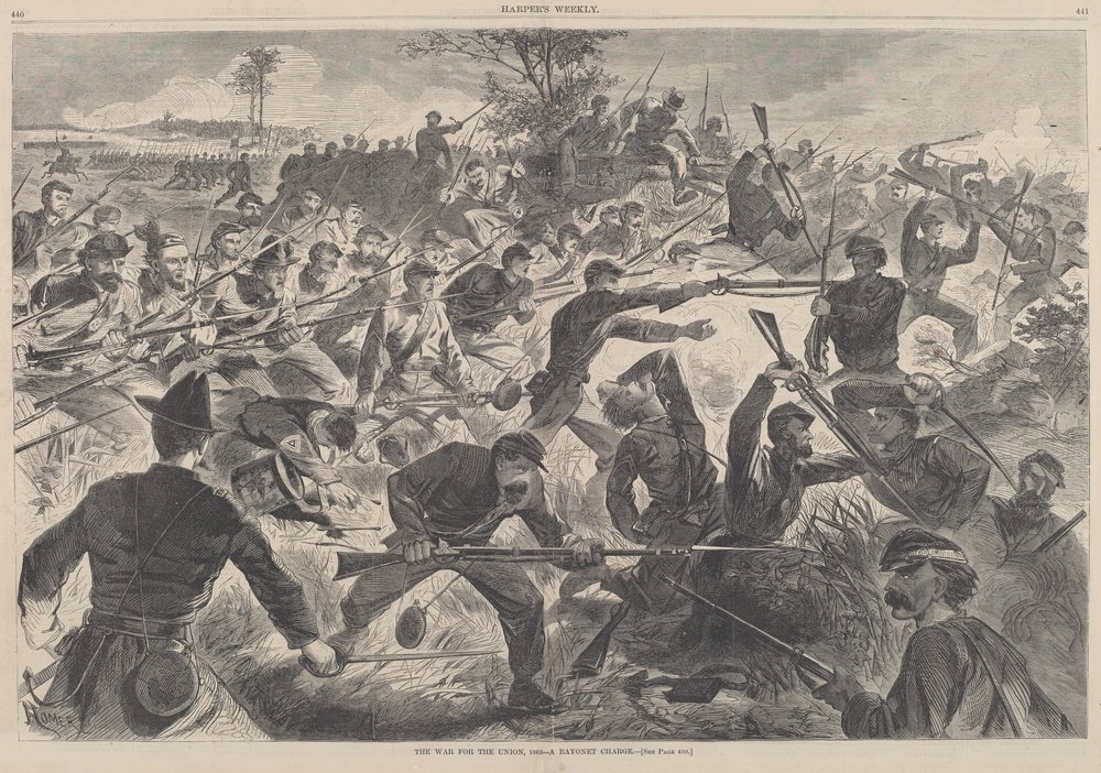 La Guerra por la Unión, 1862 - Una Carga de Bayoneta, publicado 1862 de Winslow Homer