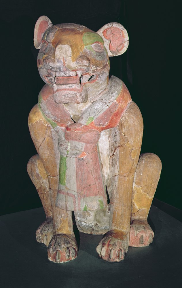 Urna que representa un jaguar, Monte Albán, Oaxaca, Periodo II de Zapotec