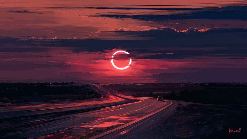 Red Sky Eclipse Drive de Alena Aenami