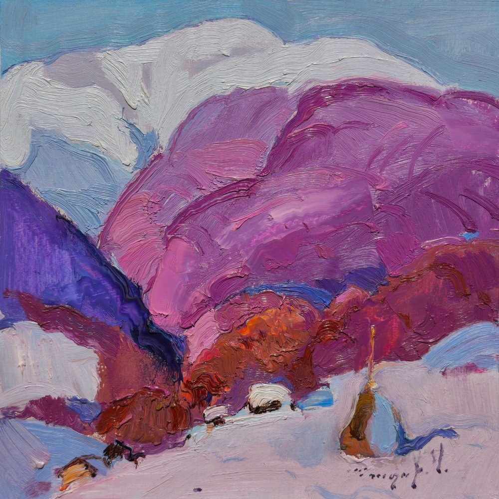 Montañas invernales moradas de Alexander Shandor
