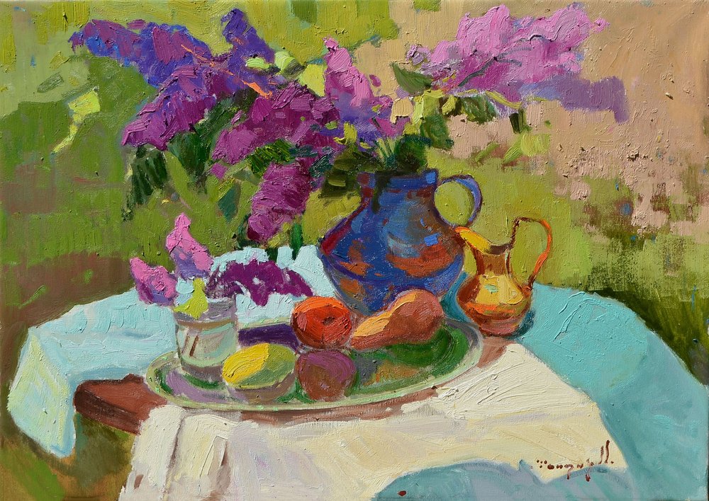 Naturaleza muerta con lilas al sol de Alexander Shandor
