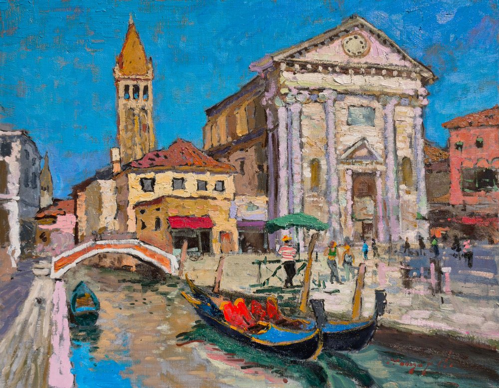 La iglesia y el canal de Venecia de Alexander Shandor