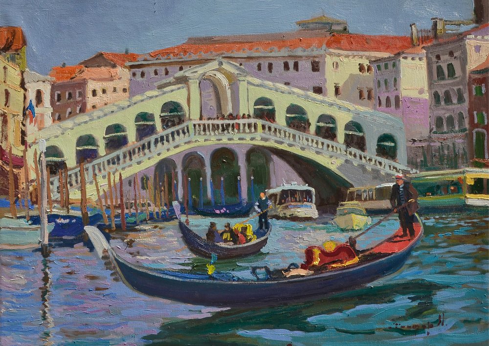 Góndolas del Puente de Rialto de Venecia de Alexander Shandor