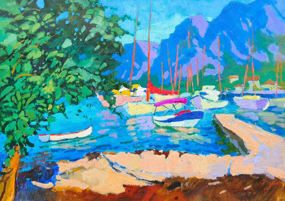 Un animado puerto mediterráneo de Alexander Shandor