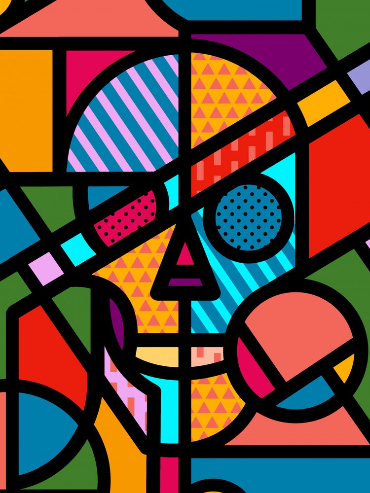 Calavera geométrica de colores de Ali Gulec