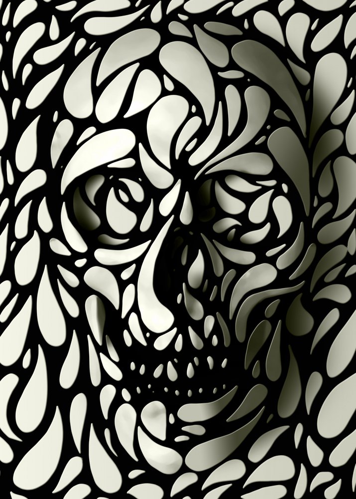 Formas de calaveras en las sombras de Ali Gulec