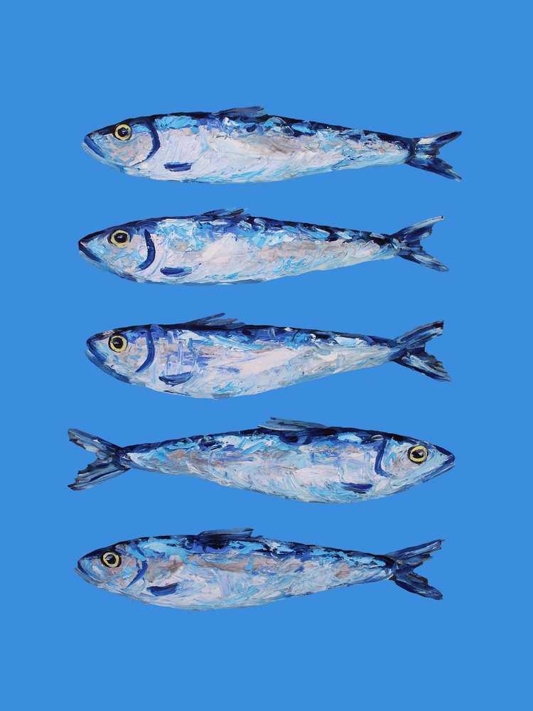 Cinco sardinas azules de Alice Straker