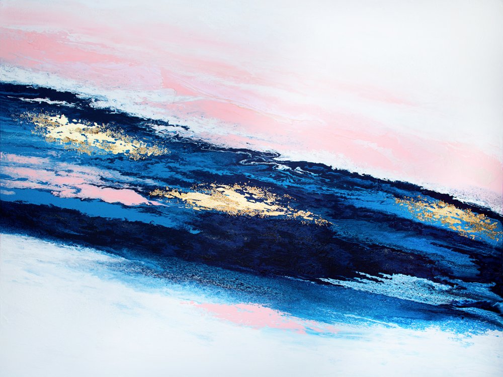 Azul, rosa y dorado: abstracto de Alyson Storms