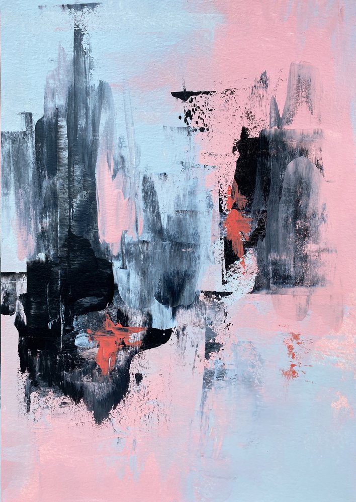 Trazos abstractos en azul rosado de Alyson Storms