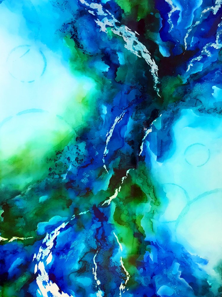 Abstracto azul y verde líquido de Alyson Storms