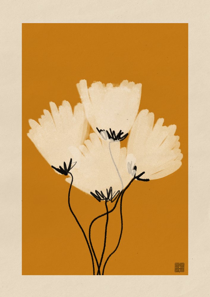Amapolas minimalistas y cálidas de Amaze Atelier